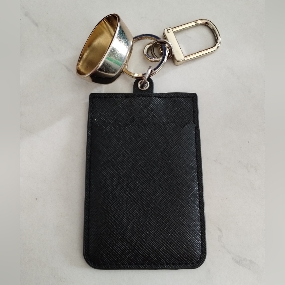 Black Card Holder Keychain With Hand Sanitizer Holder